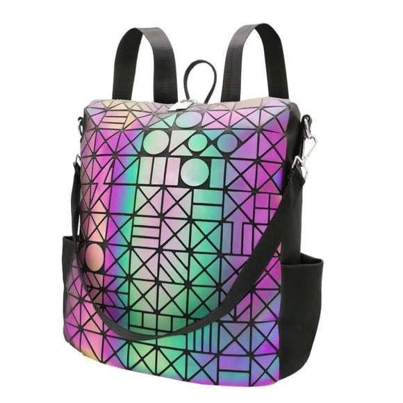 iridescent geometric backpack